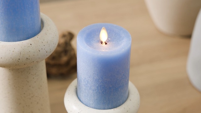 Amazon.com: Luminara Sea Glass Flameless Candle, Cornflower 3