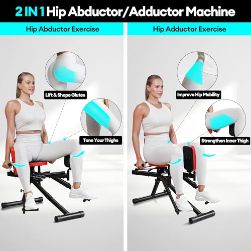 Image of Hip Abductor Adductor Machine, 2-in-1 Glute & Inner Thigh Trainer Home Gym