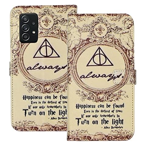 TPACC Samsung Galaxy A52 5G Case Slim Flip Leather Wallet Card Holder Viewing Stand Phone Protection Cover. Hallows Always Magic Quote Cover