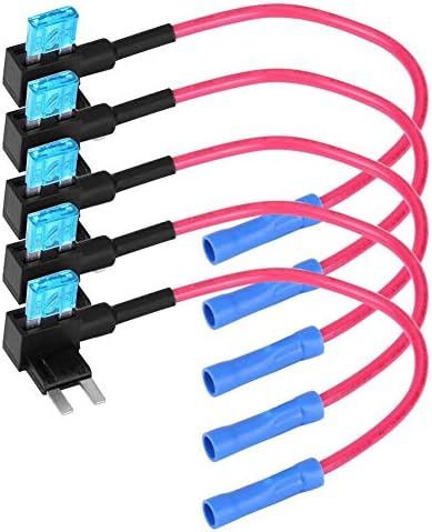 Keenso adapter bezpiecznika do samochodu, uchwyt bezpiecznika nożnego z bezpiecznikiem nożowym 15 A, opakowanie 5 (mini)