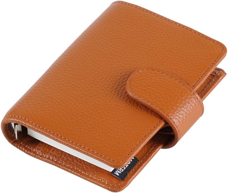 Moterm A8 Regular Rings Planner - Genuine Leather Binder Organizer Wallet (Pebbled-Burnt Orange, 15mm Ring)