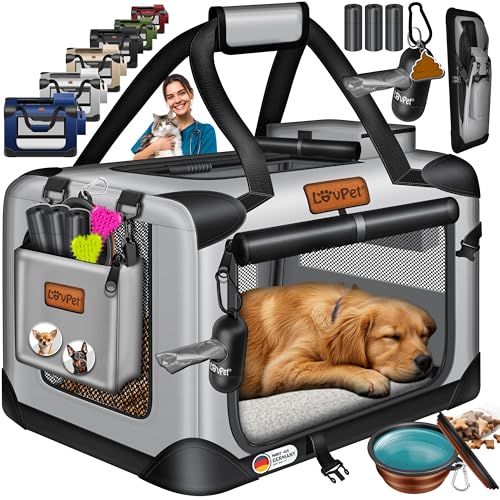 LOVPET® Caisse pour Chien Caisse de Transport pour Chien Pliable avec écuelle Sac de Transport Sac...