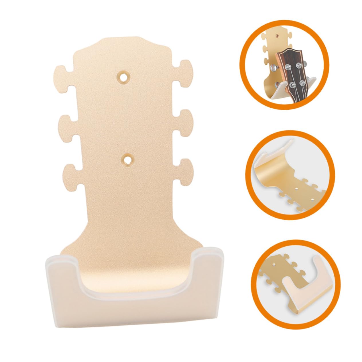 Gancio da Parete per Chitarra in Metallo Oro, Supporto Singolo | Rivestimento in Silicone, Installazione Semplice senza Forare, Stabilità Potenziata e Portata Rinforzata