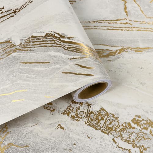 Film vinyle épais précollé effet marbre beige de qualité supérieure - 2
