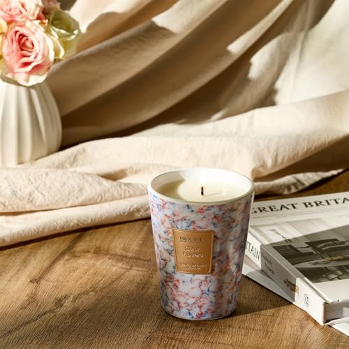 Image of M&SENSE Solar Flowers Scented Soy Candle, 3 Wick Highly Scented 14.1 Oz 75H, Aromatherapy Christmas Gift for Women and Men