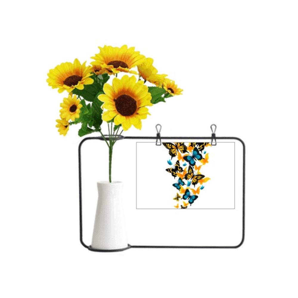 Beauty Gift carte papillon fleurs artificielles bleues et jaunes pour un anniversaire