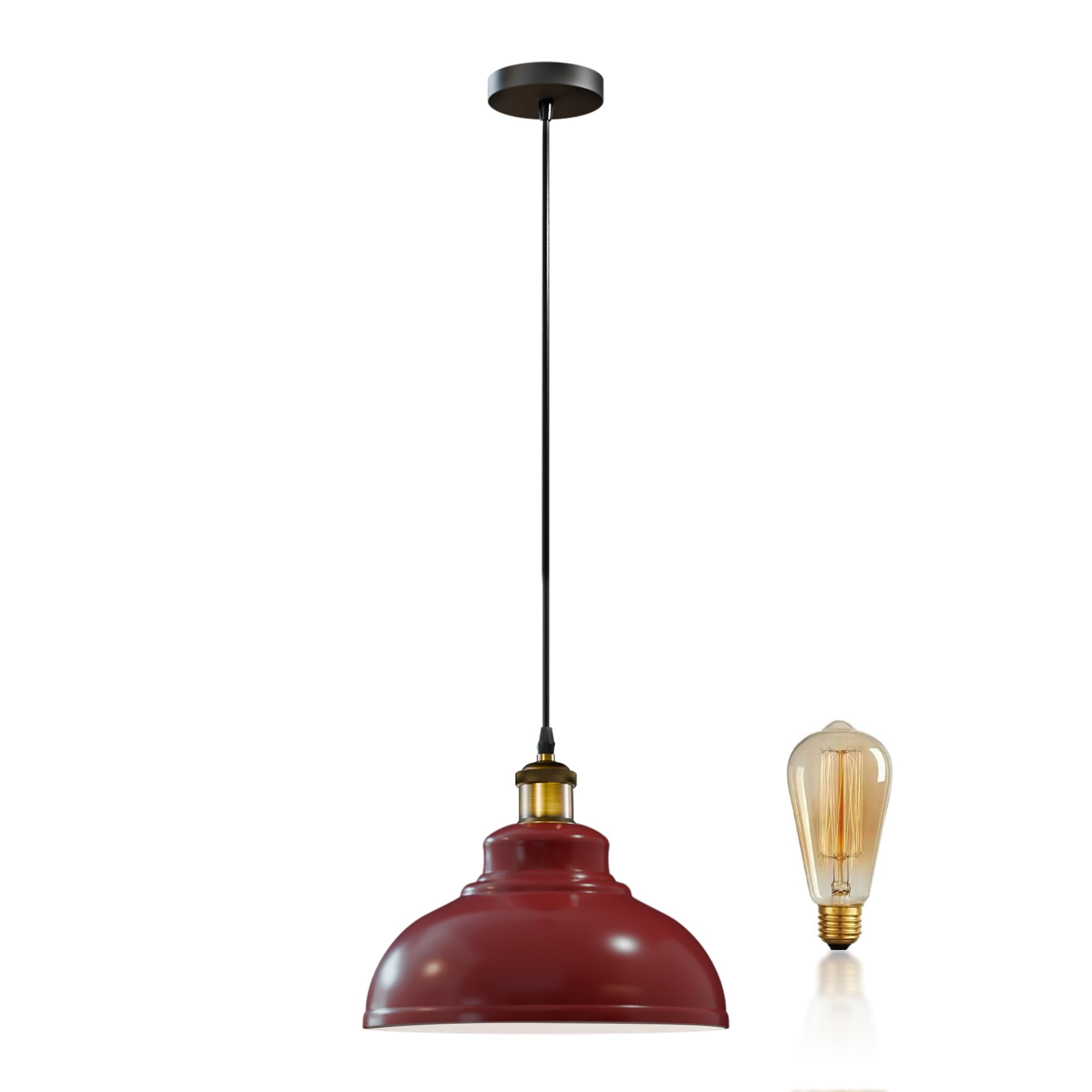 LEDSone Modern Army Cama Metal Ceiling Pendant Fitting - 29cm Curvy Dome Shaped Easy Fit Light Shade for Bedroom, Hallway, Office, Café, Industrial Flush Mount Ceiling Lighting