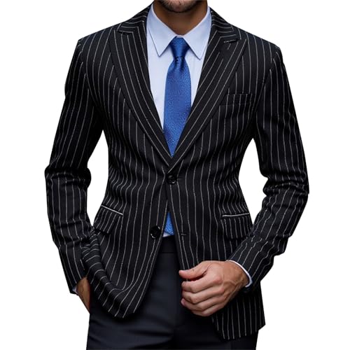 Blazer classico gessato da uomo, elegante giacca...