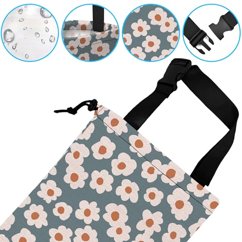 Image of Car Trash Bag Hanging White Daisy Car Trash Can Waterproof Garbage Bag Hanging for Car Back Seat