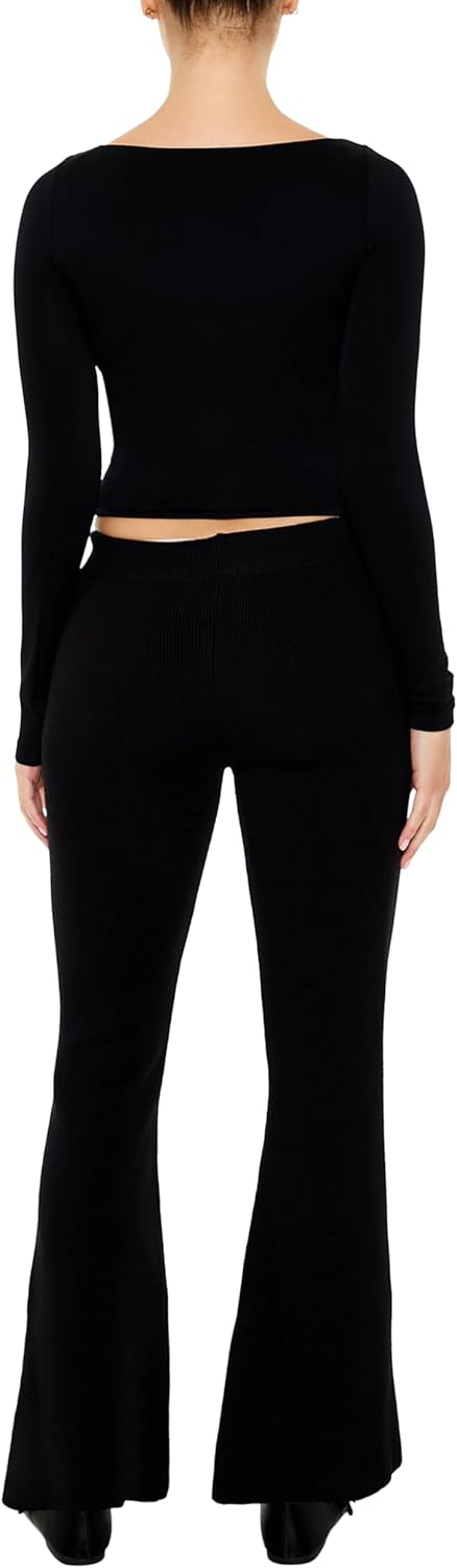 Forever 21 Womens Sweater-Knit Mid-Rise Flare Pants - Image 4