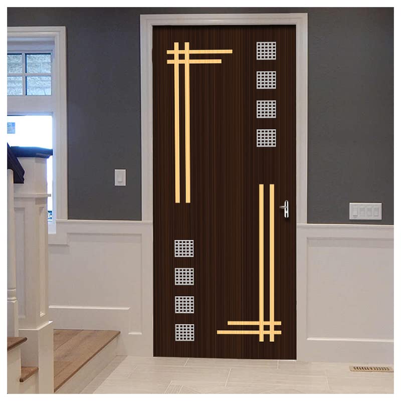 Self-Adhesive Brown Box Design Door Sticker Wallpaper for Door, Almirah, Table, Ac, Fridge Size 30x78 inch