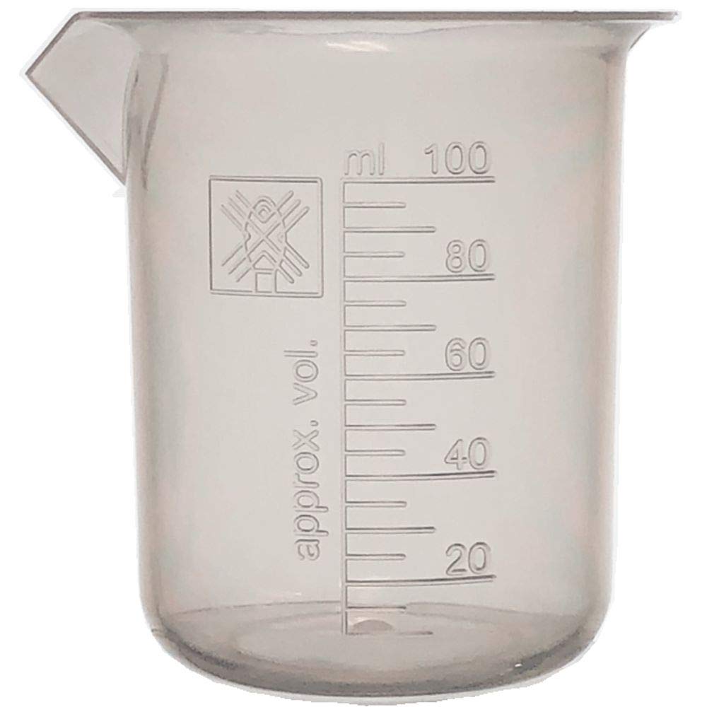 100ml Premium Polypropylene Beakers, Euro Style, Molded Graduations, Karter Scientific (Pack of 12)