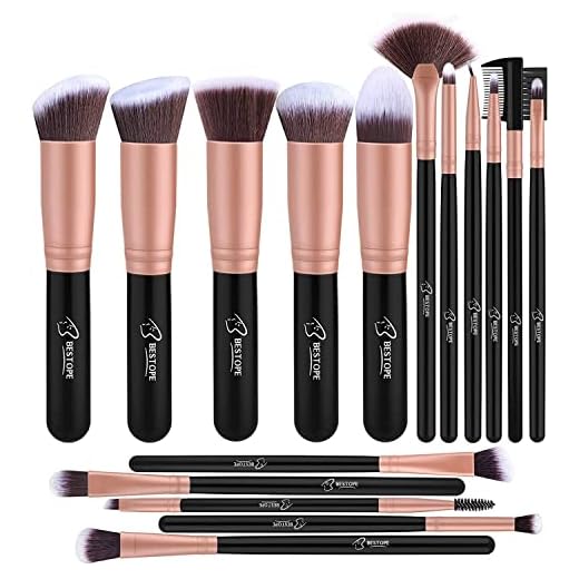 BESTOPE Pinselset Make up Pinsel Set Professionelle mit Gesichtspinsel Lidschattenpinsel Augenpinsel Synthetische Haar Kosmetik Pinselsets Eyeshadow Eyeliner Gesichtspuder 16 Stück (Rosa Gold)