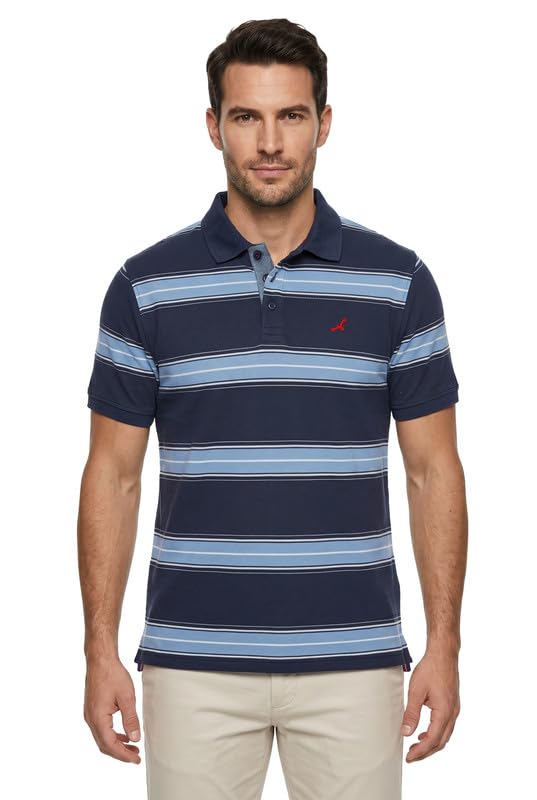 Image of AMERICAN CREW CottonPoly Striped Polo T-Shirt for Men (AC702)