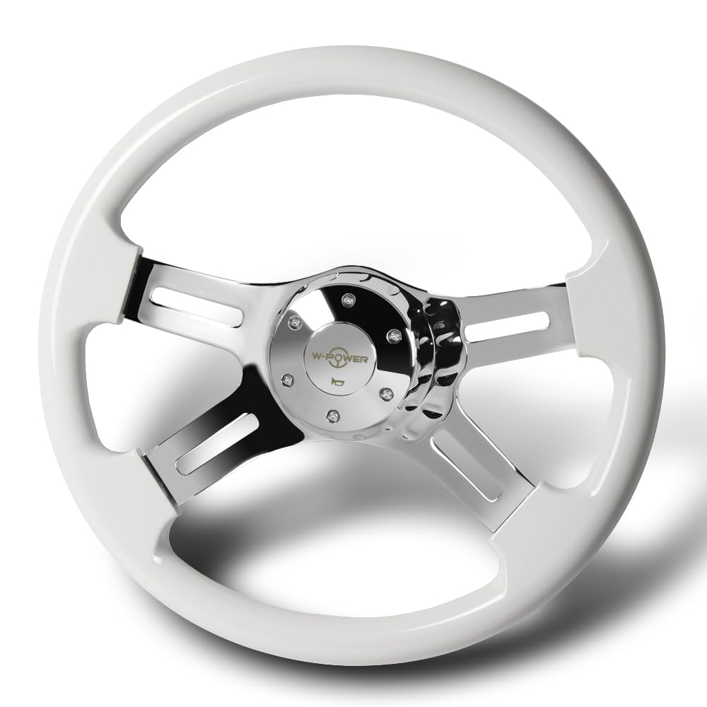 HDCAUTODEPOT, W-Power Universal 16" (406mm) 5-Hole 4-Spoke Wood Grip Steering Wheel+ Horn Button, Interior Accessories, Car Steering Wheel, 3-SW-8948-