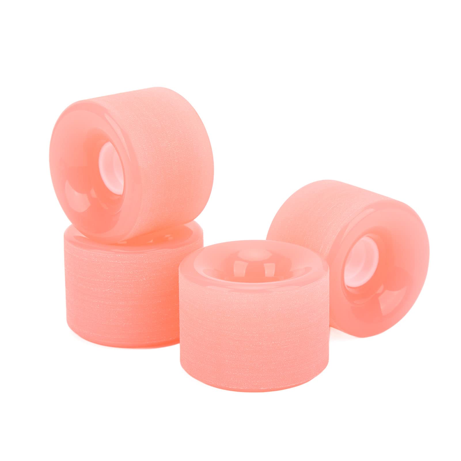 High Hardness Longboard Cruiser Wheels PU Fast Stable Skateboard Wheels for Ramp, 70x51mm/2.8x2in Set of 4 for Different Terrains (Pink)