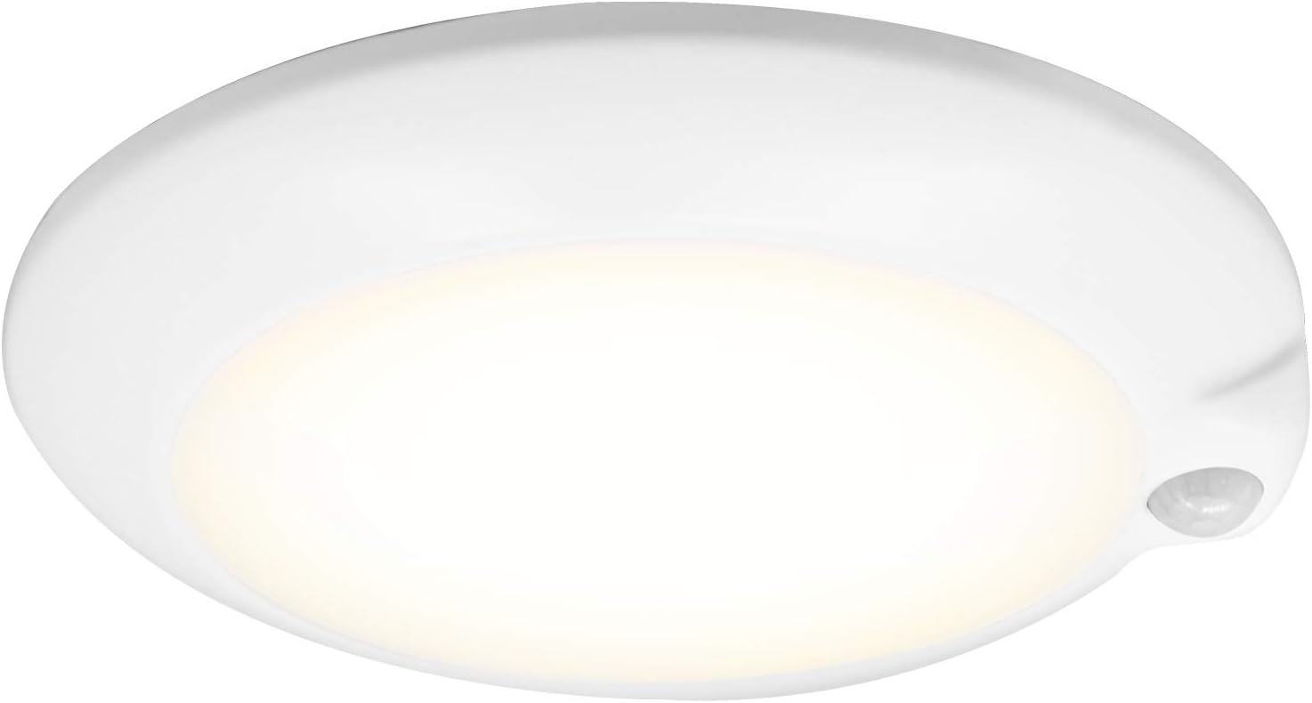 LED Motion Sensor Flush Mount Ceiling Lighting Fixture, 6 inch 120V LED Closet Motion Sensor Light, 5000K Round Lighting Fixture for Stairs Closet Rooms Porches Basements Hallways Pantries