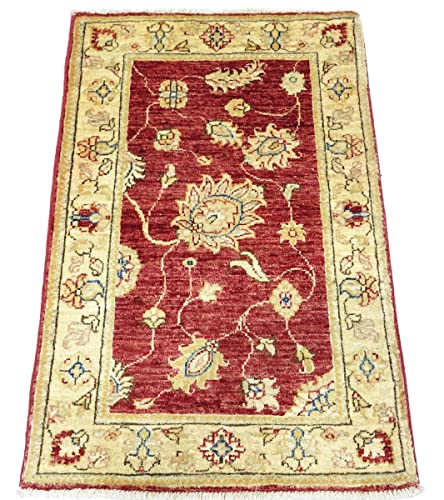 Tapis noué à la main Afghan Chobi Ziegler rouge 80x120 oriental