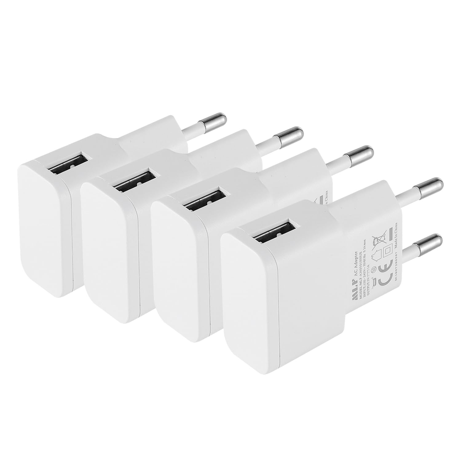 Zestaw 4 ładowarek USB, 5 V, 1 A, 5 W, adapter sieciowy AC-DC, do kamer IP, tabletów, odtwarzaczy MP3, e-czytników, smartfonów, elektronarzędzi i wielu innych