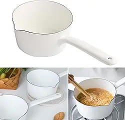 Panela de 1,2 L, panela de leite antiaderente com bicos, aquecedor de manteiga, leite derretido, panela de sopa de mingau fervente, fogão a gás, panela de leite esmaltado com alça para cozinha