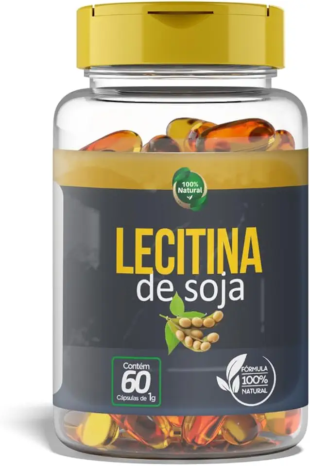 Lecitina de Soja 500mg - 60 Cápsulas - Suporte para Saúde Cerebral, Memória e Equilíbrio do Colesterol - Fonte Natural de Colina e Inositol - Auxilia no Bem-Estar Cardiovascular