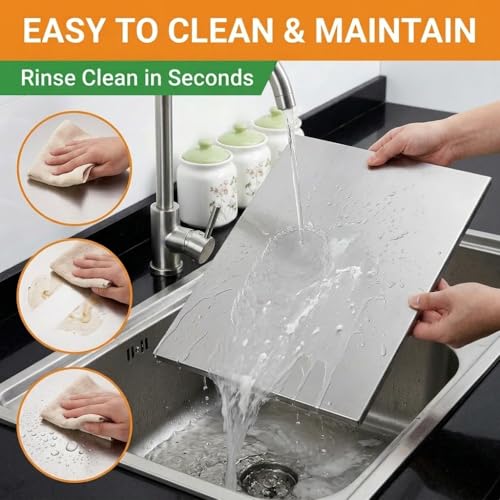 Tabla de Cortar de Acero Inoxidable 304, con Borde Elevado y Ranura para Jugos, para Preparación Diaria de Alimentos (40 cm x 30 cm) miniatura 5