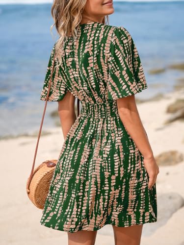 CUPSHE Women's Summer Dresses Abstract Plunging V Neck Short Sleeve Elastic Waist Mini Dress2