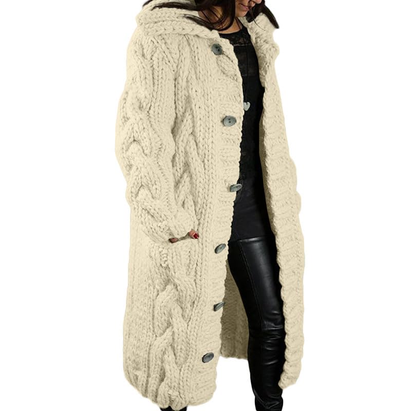 OSCORP Womens Chunky Knit Long Cardigan Sweater Cozy Open Front Fall Winter Knitwear with Pockets Chunky Cardigan Sweaters