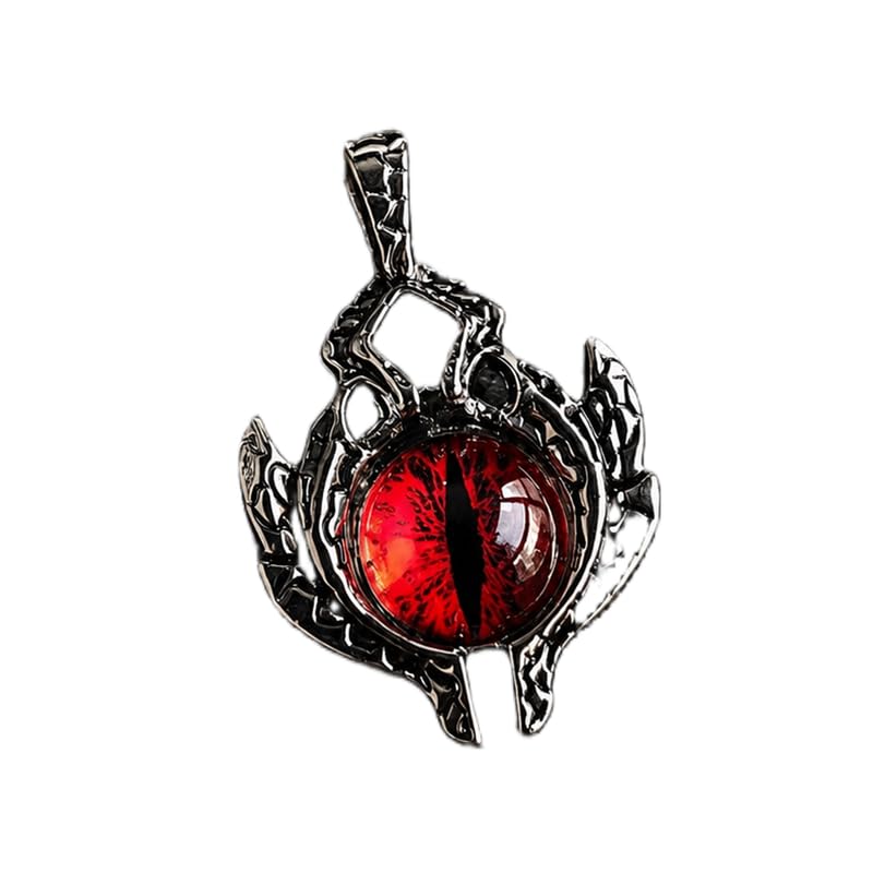 Stainless Steel Red Dragon Eye 41X28mm Pendant Silver Plated Charm Necklace Without Chain Handmade For Men & Women Power Symbol Meaningful Jewelry |LK_SSC_0181-image-9