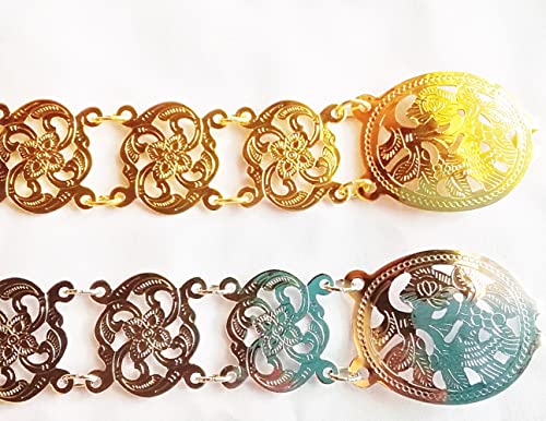 Thai Wedding 2 Belts Set Gold and Silver Plate Costume Women Thailand Tradition Vintage Dress Fashion Length 41-42 Inches 2 Pieces in 1 Lot2