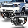 ACANII - For 2012 2013 2014 2015 Toyota Tacoma Pickup Black Housing LED Tube Projector Headlights Headlamps Left+Right