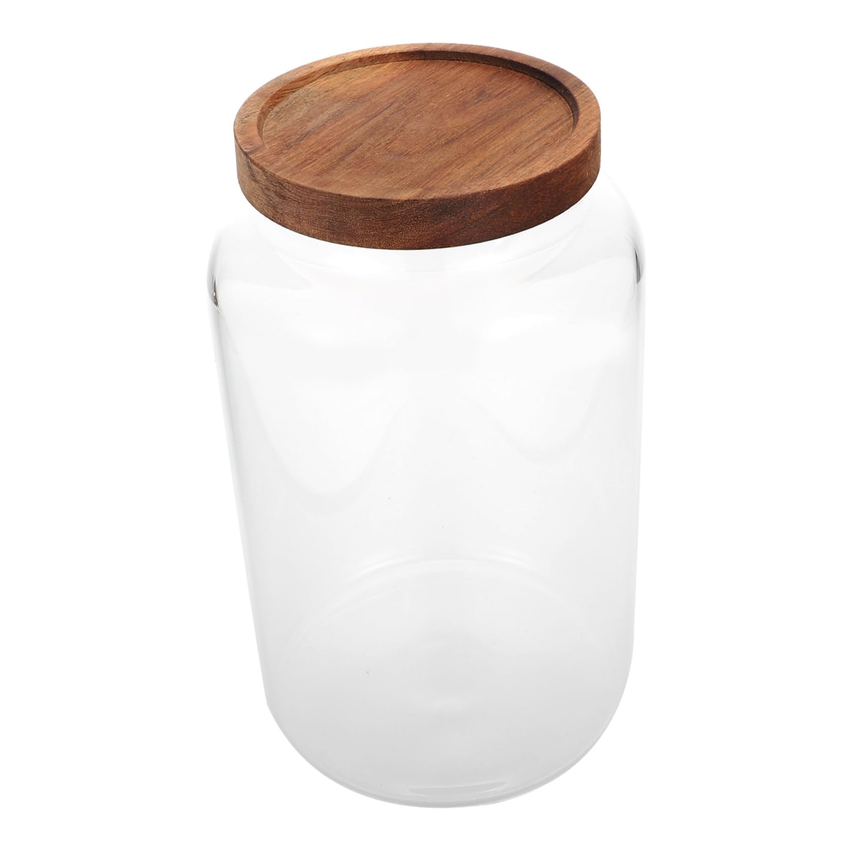 BESPORTBLE 2,8l Vorratsglas mit Holzdeckel aus Glas Flacher Boden Luftdicht Verschließbar zur Lebensmittelaufbewahrung und Feuchtigkeitsschutz in Küche und Tisch
