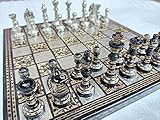 Set di scacchi in metallo con scatola di immagazzinaggio in velluto da 14 pollici con set di scacchi di lusso in ottone e metallo | Quadruplo | Taj Chess Store Serie sovietica l Set di scacchi di lusso