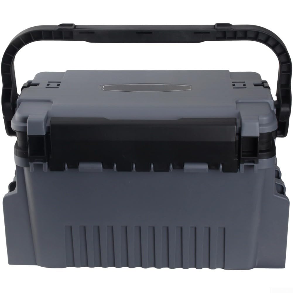 Scatola da pesca portatile con base stabile e scomparti multilivello per una gestione efficiente dell'attrezzatura (grande marrone nero)