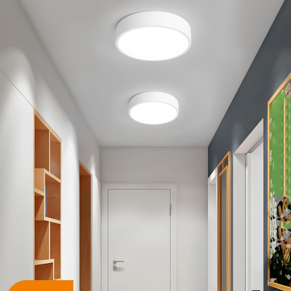 Nowoczesna Okrągła Lampy Sufitowa LED, Mały Plafon Minimalistyczny Ściemnialny Flush Mount Oświetlenie Sufitowe Korytarz Wejście Balkon(White(6000k),30cm/11.81in)