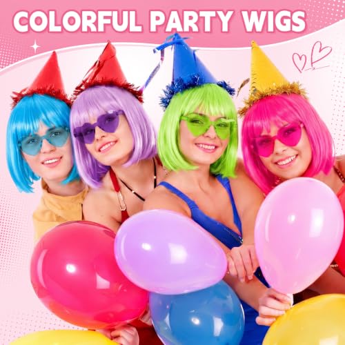 Image of Chunyin 8 Pieces Party Wigs and Sunglasses Set, Multicolor