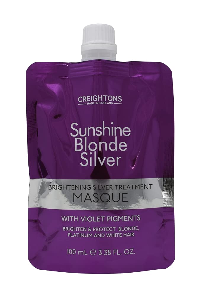 Creightons Sunshine Blonde Silver Brightening Silver Treatment Masque (100ml) - Made with violet pigments to counteract brassy blondes, brightens & Protects Blonde, Platinum & White Hair