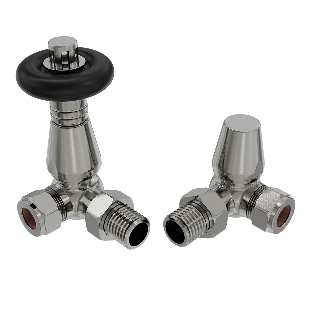 Warmehaus 15mm Traditional TRV Thermostatic Corner Radiator Valve with Lockshield Valve Satin Nickel