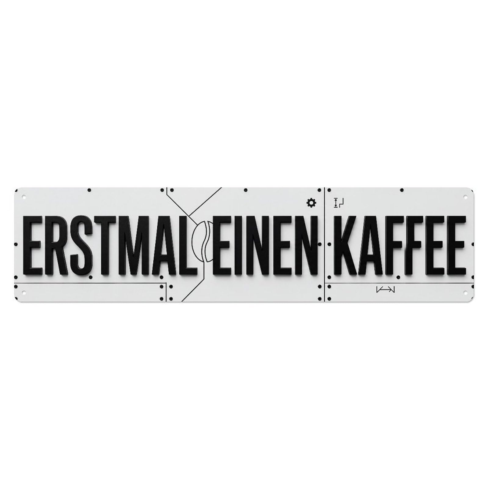 Coffee First Thing Metal Tin Skinny Sign Plaque Wall Decor for Cafe, Club Bar, Office, Home Garden Metal Poster 4x16Inch
