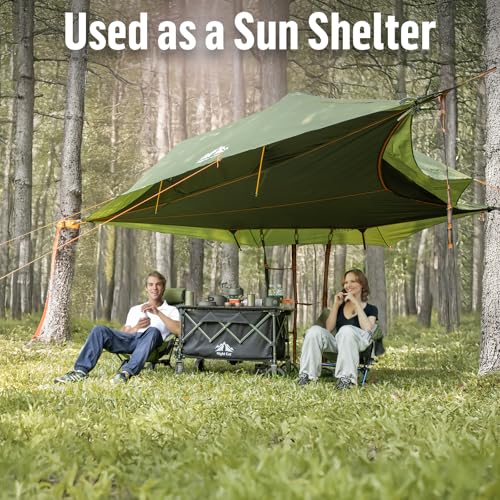 Image of Night Cat Triangle Hammocks 2-Persons: Lay Flat 3 Point Hammock Tent with Bug Net Rainfly 13ft 440 LBS