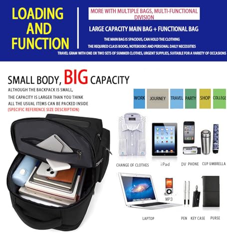 Backpack Men's Multilayer Backpack Business Casual Bag Large Capacity Multifunctional Computer Bag,waterproof, fits 15.6inch notebook(Black)2