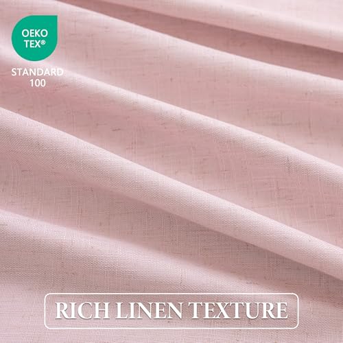 Image of MYSKY HOME Blush Pink Pinch Pleated Full Black Out Curtains 108 inches Long for Bedroom Living Room Baby Pink Linen Textured Thermal Insulating Room Darkening Window Drapes, 40 inch Wide per Panel, 2 Pcs
