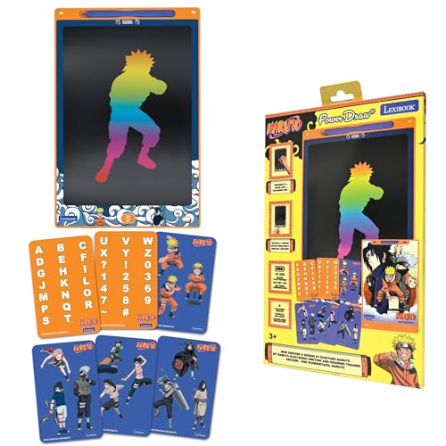 Lexibook, Naruto, Pizarra mágica, Juguete artístico y Creativo niños, Dibujos Multicolores, Pantalla de 28 cm, Incluye 1 lápiz óptico y 6 Plantillas (CRT10NA)