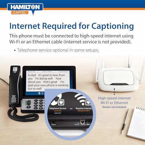 Image of Hamilton CapTel 2400iSPNBT Captioned Telephone, Large Touch Screen Phone for Hard of Hearing with Answering Machine, Powerful Speakerphone, Volume Booster up to 40dB, Hearing Aid Compatible