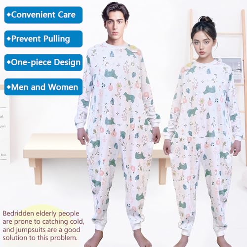 Image of Unisex Jumpsuit with Back-Zipper,Suitable for Incontinence Care,Alzheimer's Patients,Seniors,Dementia Patient