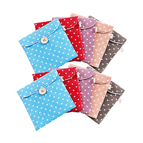 Bolsa organizadora portátil de lino para toallas femeninas 10 pcs miniatura 1