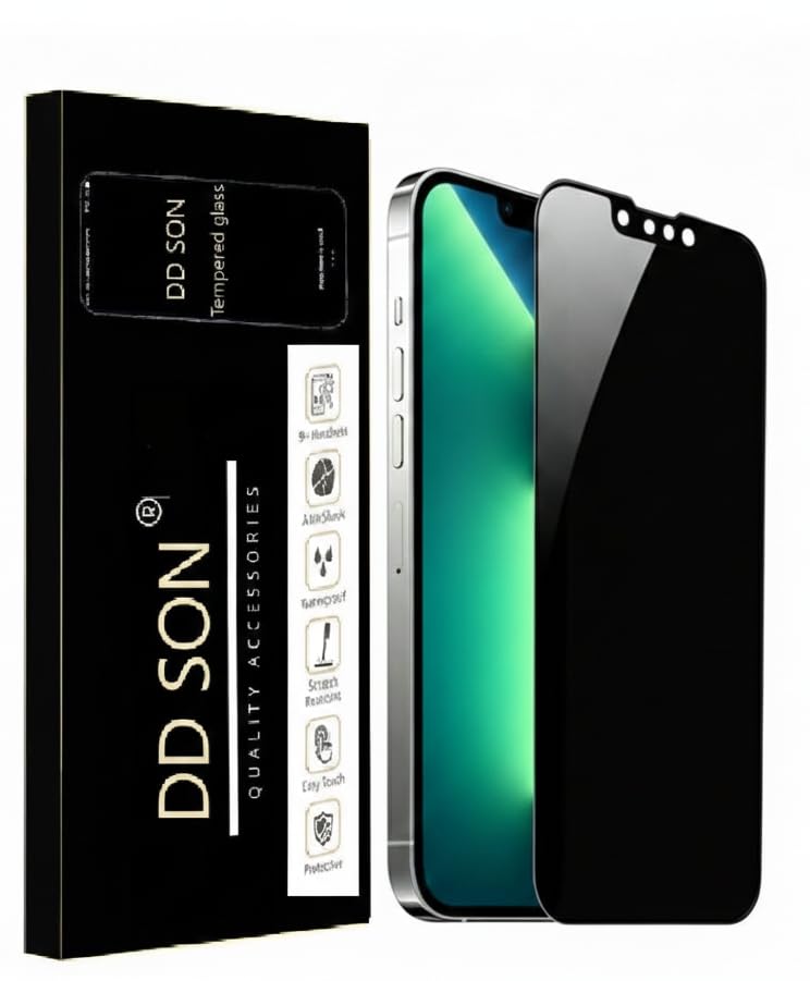 Image of DD SON Military Grade 360 Degree Privacy Tempered Glass for iPhone 13 /13 Pro / 14 / 16E (6.1 inch) Anti-Spy Screen Protector with Accessories Kit, Shatterproof & Scratch Resistant Screen Guard