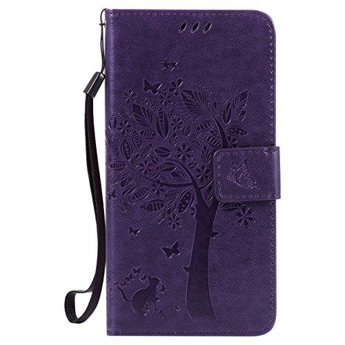 Gelusuk Samsung Galaxy S8 Plus Lederhülle,Galaxy S8 Plus Hülle,Retro Muster PU Leder Flipcase Bookstyle Brieftasche Case mit Kartenfächern Ständer Bumper Handyhülle Tasche Etui Schutzhülle-Lila thumbnail