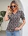 Womens Fashion Summer Tops Johnny Collar Polo Shirts Dressy Casual V-Neck T-Shirt Loose Puff Short-Sleeve Blouse,Red Floral M
