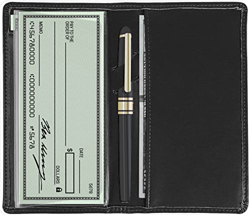 Funda de chequera para hombres y mujeres con tarjetero y compartimento de bolígrafo